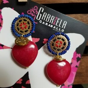 Mandala Earrings with Stone Heart